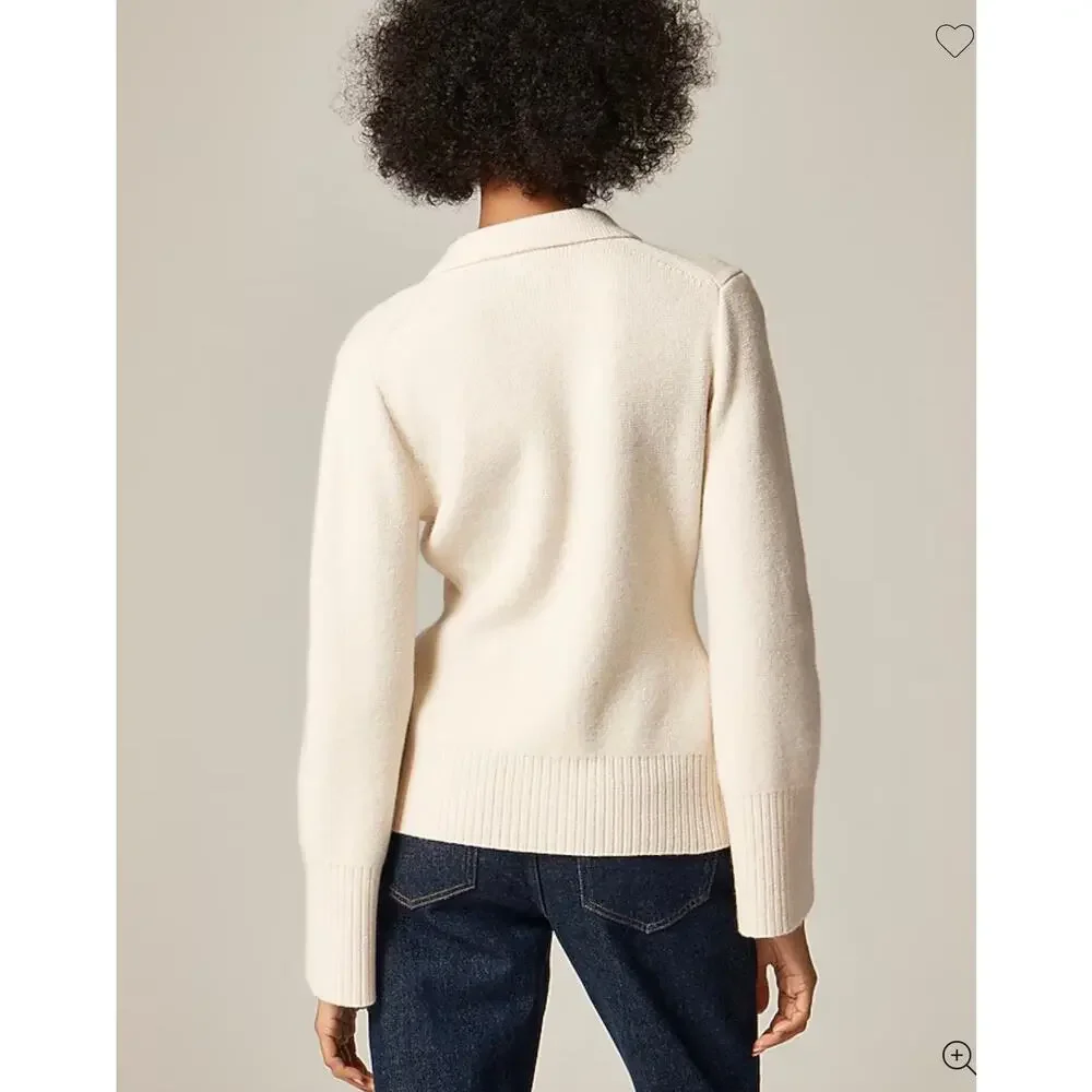 J. Crew Milano Stitch Cinched Waist Cardigan Ivory NWT size Small - Picture 4 of 8